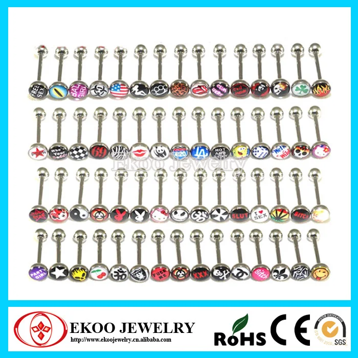 Женская штанга различные дизайны логотип кольцо с языком|logo tongue ring|tongue ringsbarbell ring |