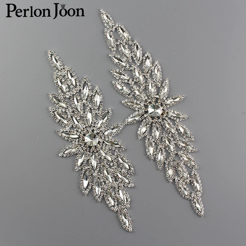 Длинная блестящая аппликация Стразы двойного размера с кристаллами конский глаз