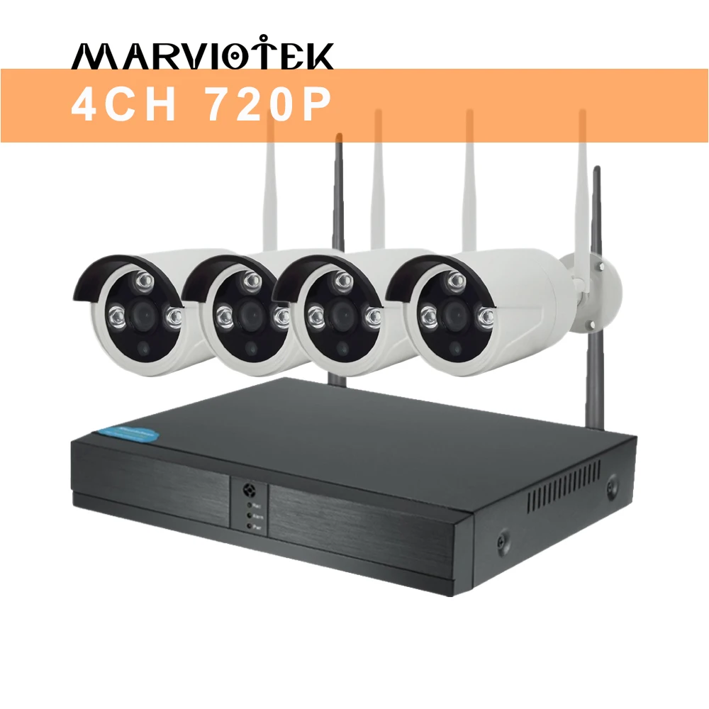 720P 4CH NVR Kits Camara, ip, wifi, nvr, комплект, ONVIF, 4CH, CCTV камера, система, беспроводная система видеонаблюдения, wifi, камера безопасности, система, наборы, для улицы - Цвет: 720P 4CH NVR Kits