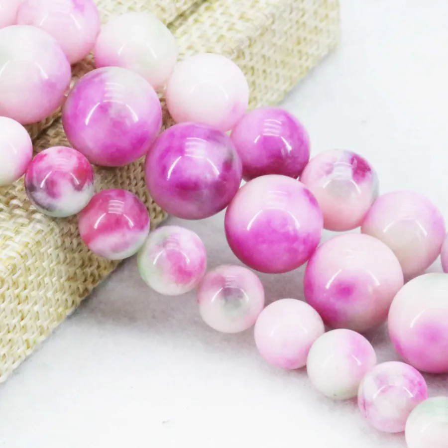 

Natural Stone 10mm Dual-color Jades Pink Stone 10mm Jaspers Beads Natural Jaspers Coloured Chalcedony Beads 15 Inch Necklace