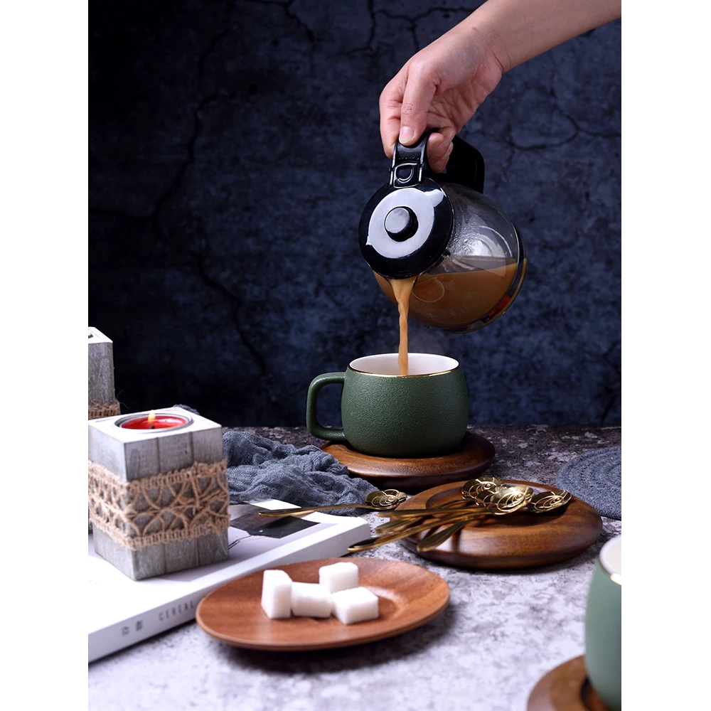 Роскошная керамическая кофейная чашка набор фарфоровых кружек золотистой