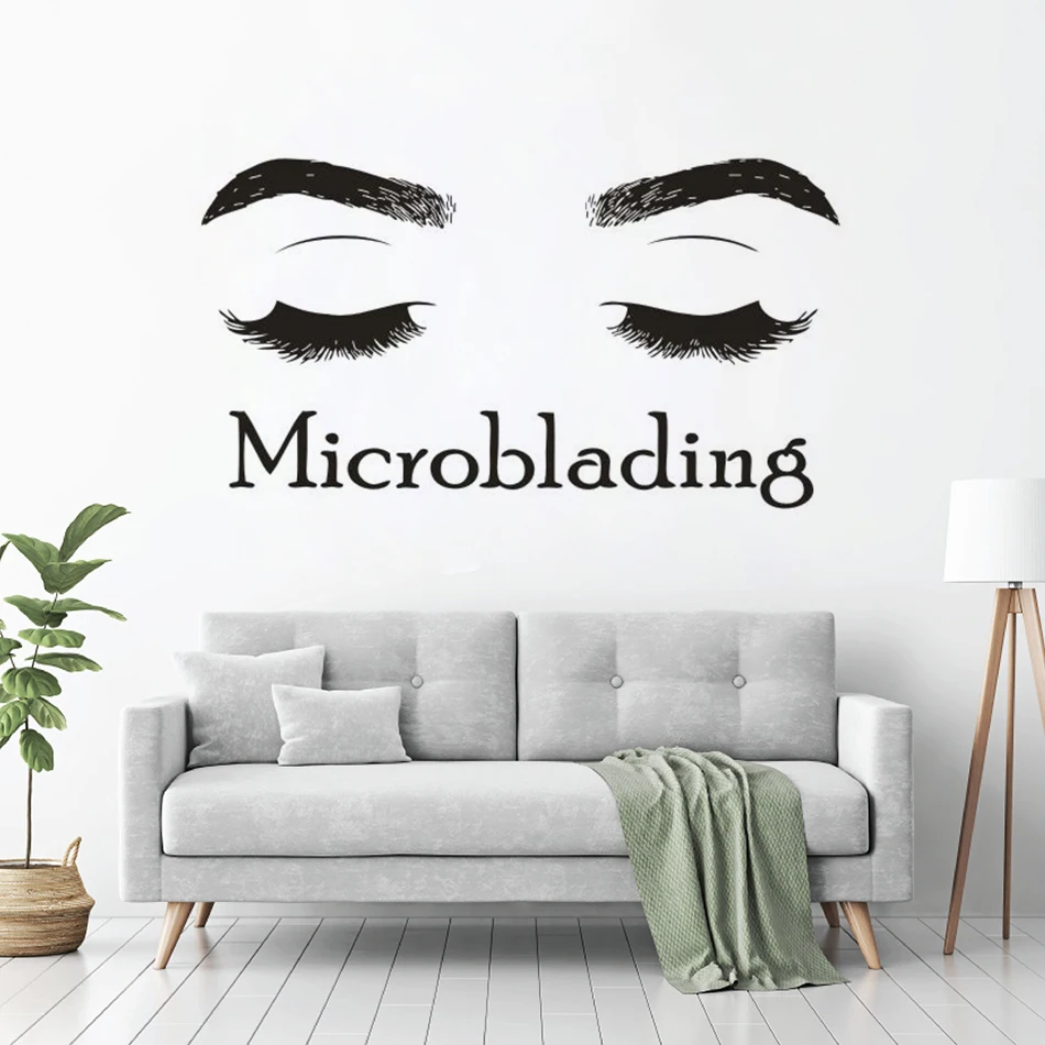 Microblading логотип стены виниловая наклейка для наращивания ресниц магазин оконный