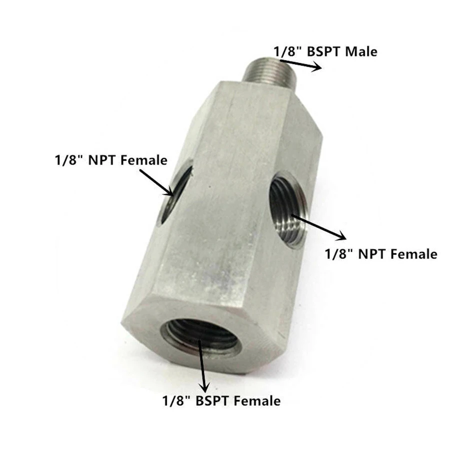

1/8'' BSPT Oil Pressure Sensor To Two NPT Adapter Turbo Supply Feed Line Gauge
