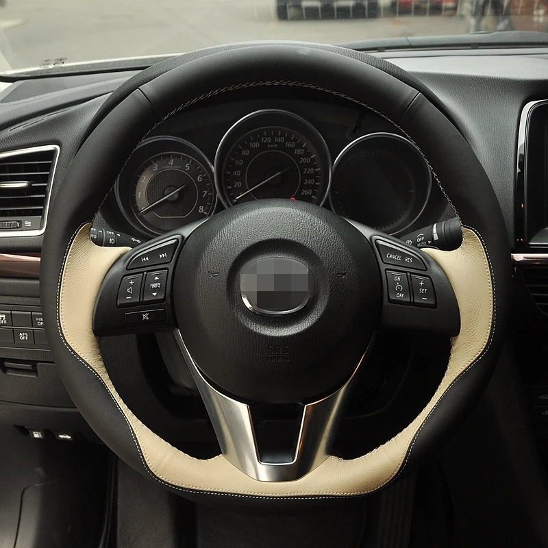 Фото Обложка рулевого колеса ручной работы BANNIS для Mazda CX-5 CX5 Atenza, новинка 2014, Mazda 3 CX-3 2016 №2
