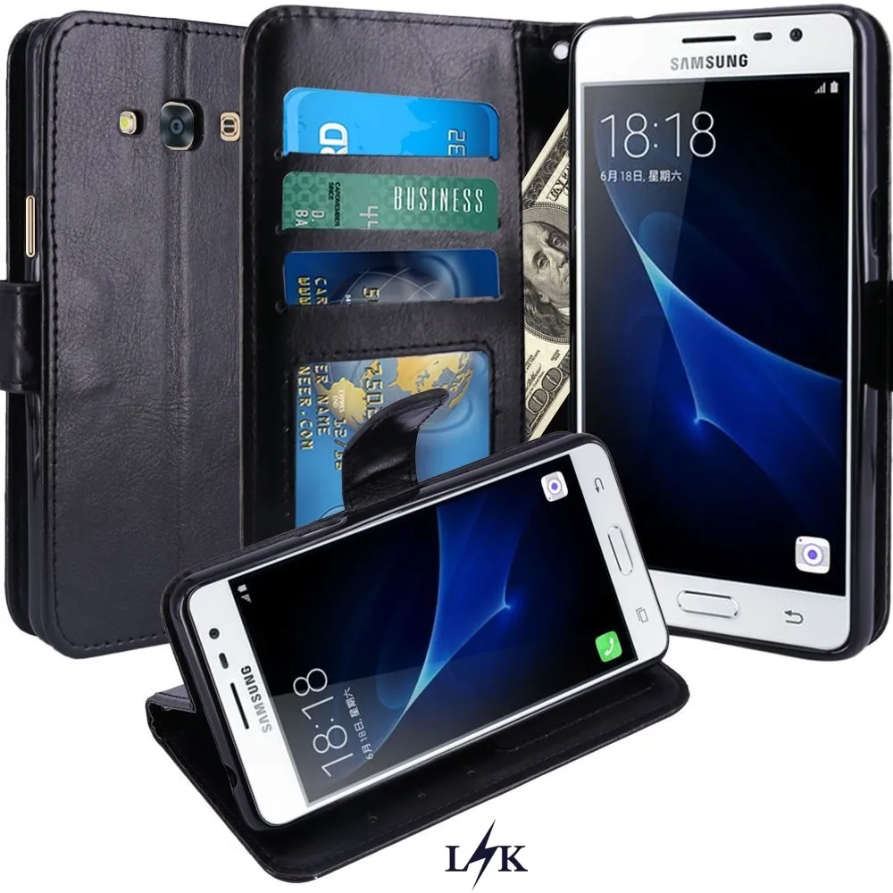 Для Galaxy J3 Luna Pro Случае LK Роскошный PU Кожаный Бумажник Флип Защитная Крышка Чехол с