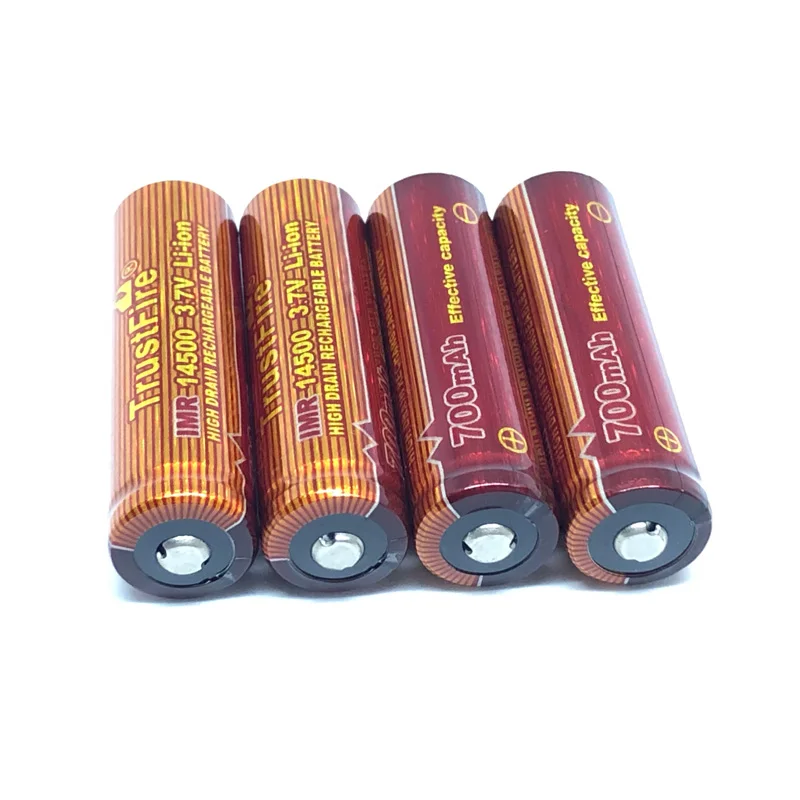 

10PCS/LOT TrustFire IMR 14500 3.7V 700mAh Rechargeable Lithium-ion Battery High Drain Batteries Cell For Led Flashlights Torches