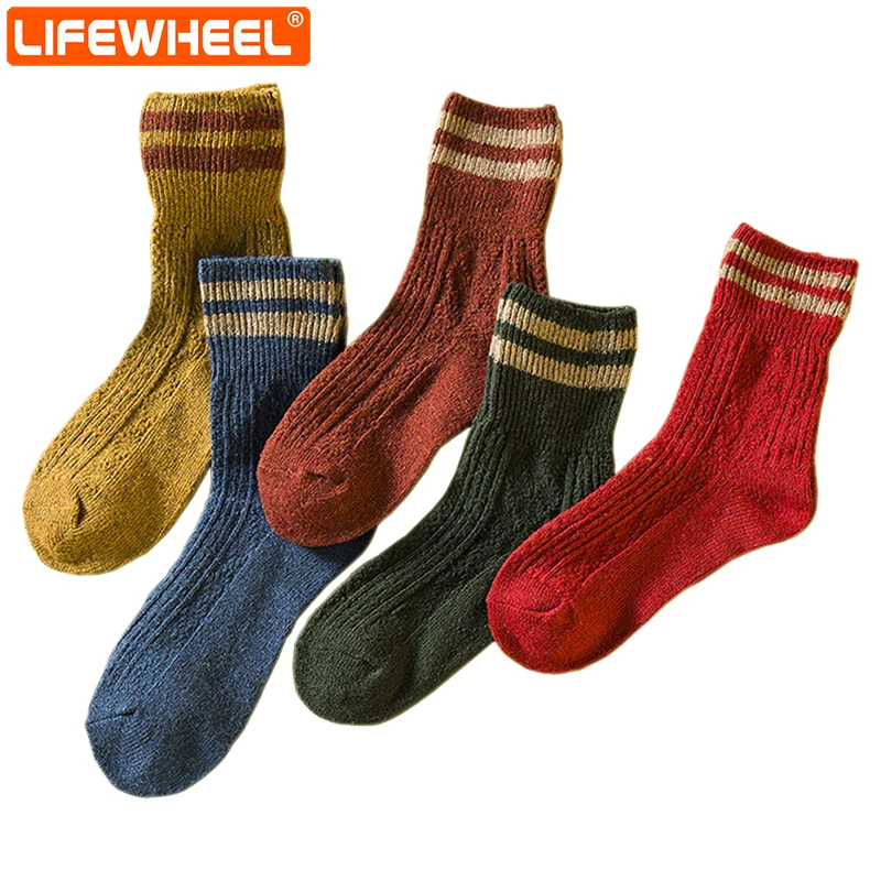 

LifeWheel Women Cotton Socks Business Casual Fashion Socks Athletic Autumn Winter Mid calf Socks 5 Pairs/Lot