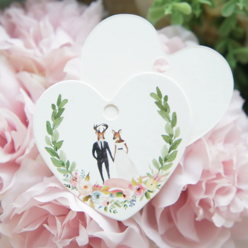 MR & MRS deer merry 50 шт. бумажные этикетки в форме сердца декор для упаковки бирка