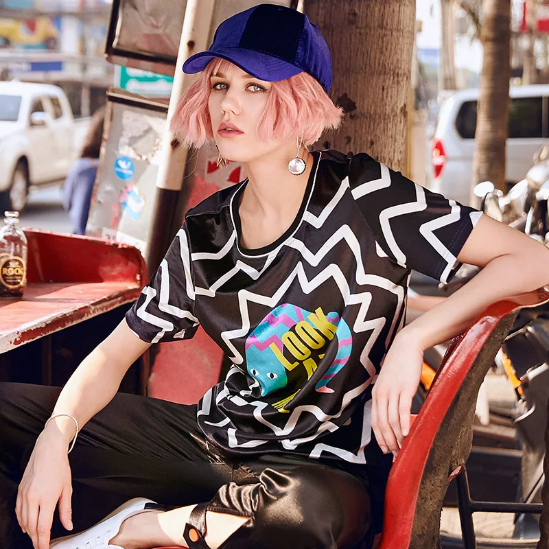 LORDXX печать Ulzzang harajuku футболка Черная vetement femme o образным вырезом Корейская