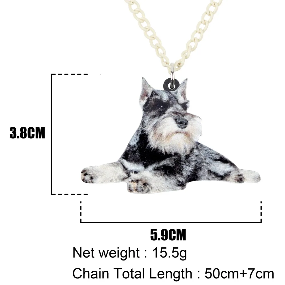 Bonsny Statement Acrylic Schnauzer Terrier Dog Necklace Pendant Chain Choker Novelty Animal Jewelry For Women Girls Gifts Charms | Украшения