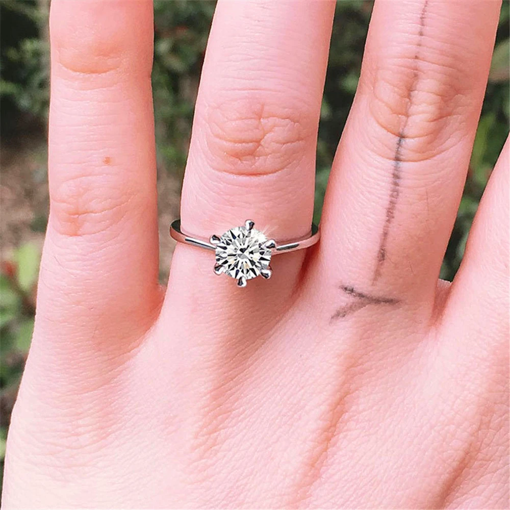 Ladies luxury classic single zircon ring exquisite workmanship gorgeous embellishment charming fashion engagement preferred | Украшения и
