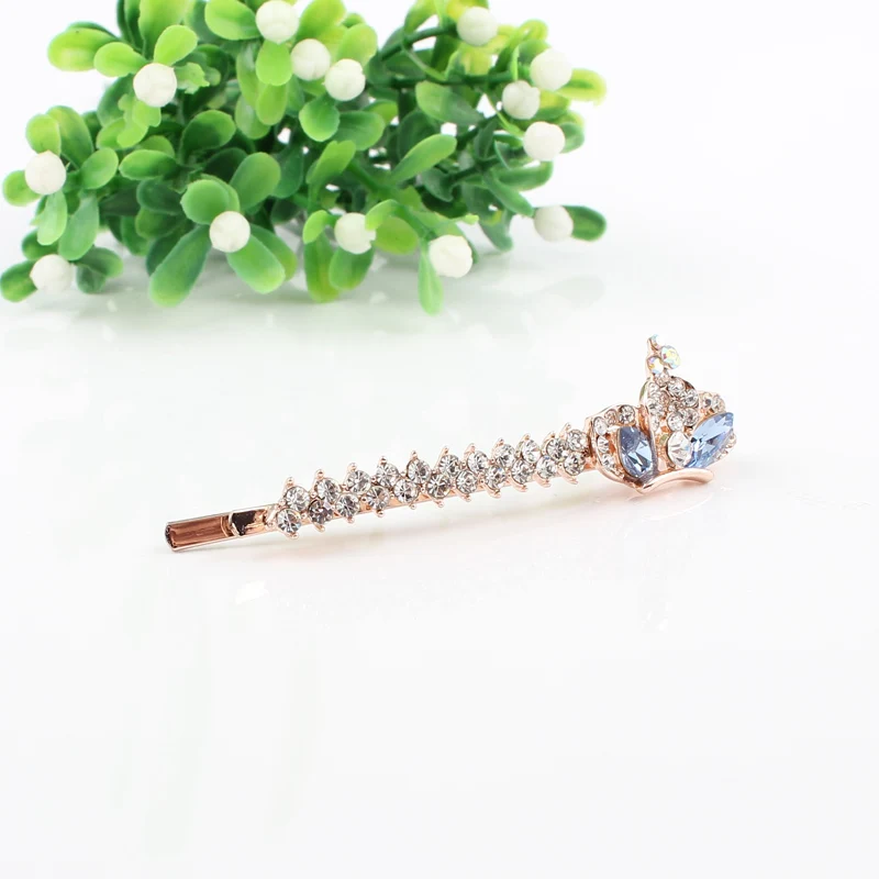 Hair jewelry rhinestones purple pink blue hair clip imperial crown shape brand alloy plated head accessories 1 piece | Украшения и