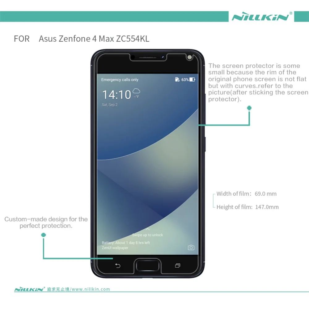 2 шт/комплект Экран протектор для Zenfone 4 Max NILLKIN Super Clear Anti Fingerprint Защитная Плёнки ASUS