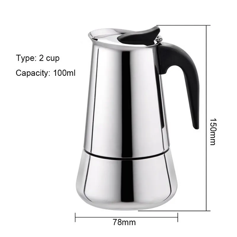 100ml B 100/200/300/450 мл Портативный эспрессо Кофе Мока Нержавеющая сталь Кофе заварник чайник горшок для Pro Barista плита - Цвет: 100ml