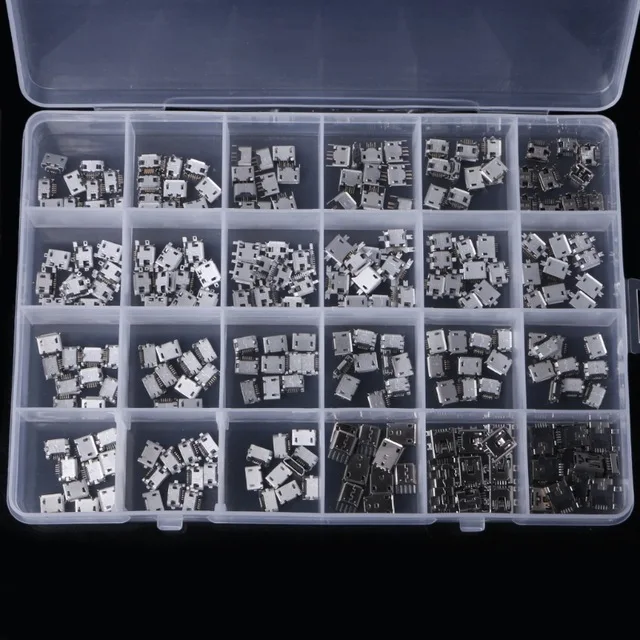 

240 Pcs 24 Models Micro USB Connector Socket Jack For MP3/4/5 Lenovo ZTE Huawei