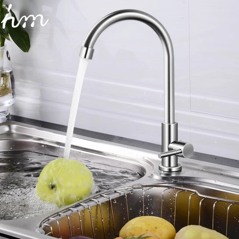 Hm 304 кухонная раковина из нержавеющей стали кран на 360 градусов с одной ручкой смеситель с матовой отделкой кухонные краны холодные краны