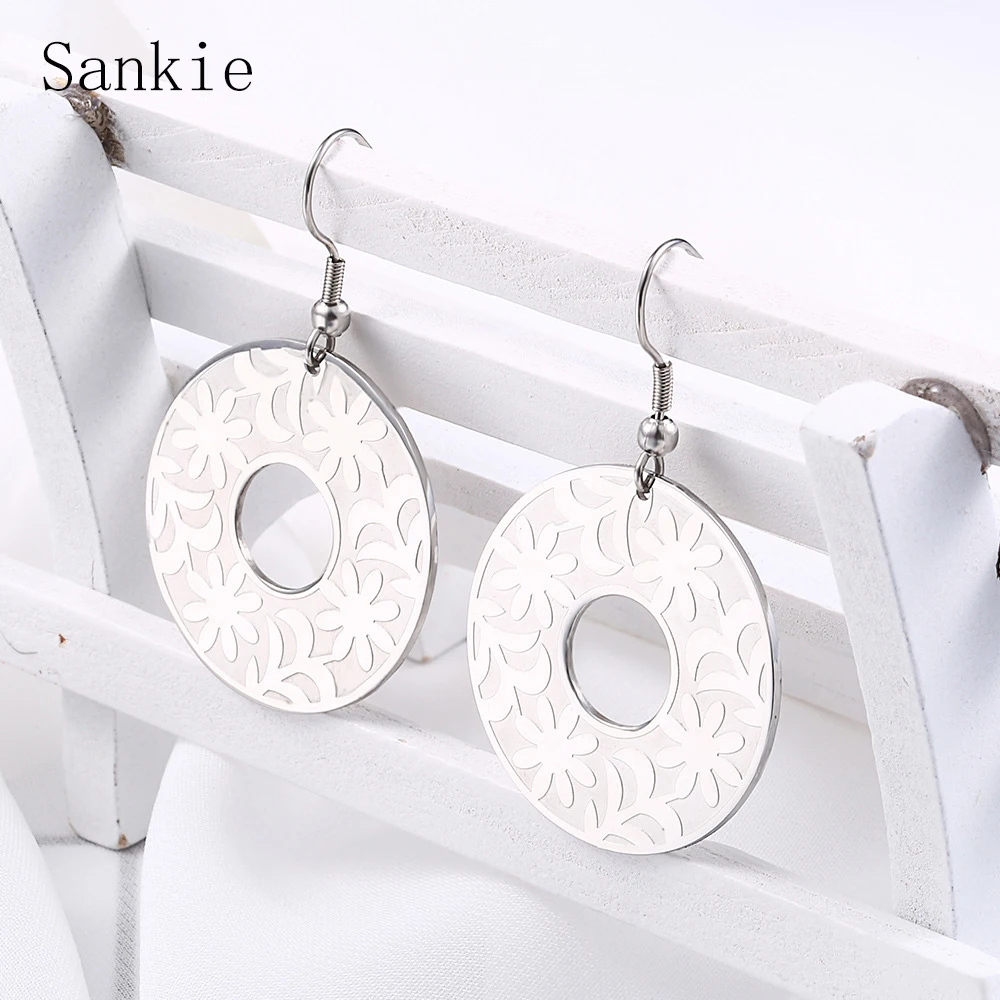 Sankie Винтажные серьги-кольца для женщин Серебряный цвет серьга-Кольцо из нержавеющей стали серьги эффектные модные серьги ювелирные изделия оптом