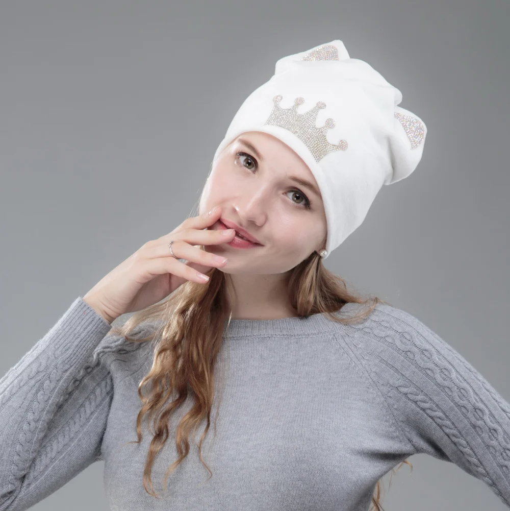 Ohcoxoc Новый дизайн Женщины шапочки Skullies принцессы для девочек Милая Осенняя