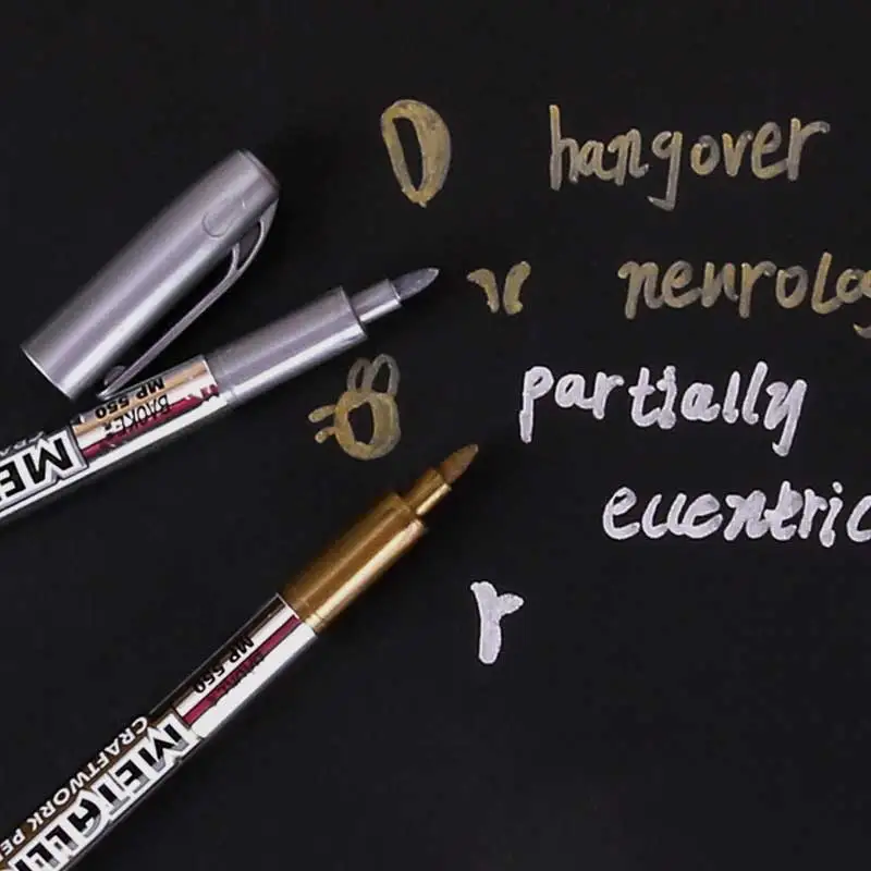 

Metal Marker Pen Gold Silver 1.5mm Permanent Paint pens for Glass Metalic Fabric Markers Pens Craftwork Pen Art painting