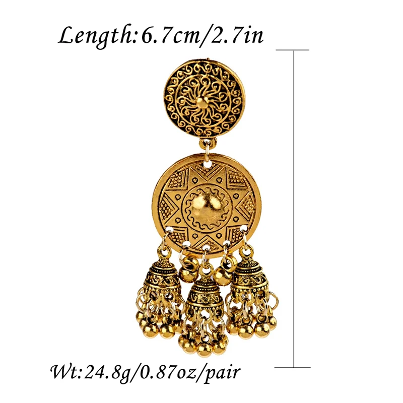 2019 классические женские индийские серьги этнические резные Золотые круглые Jhumka