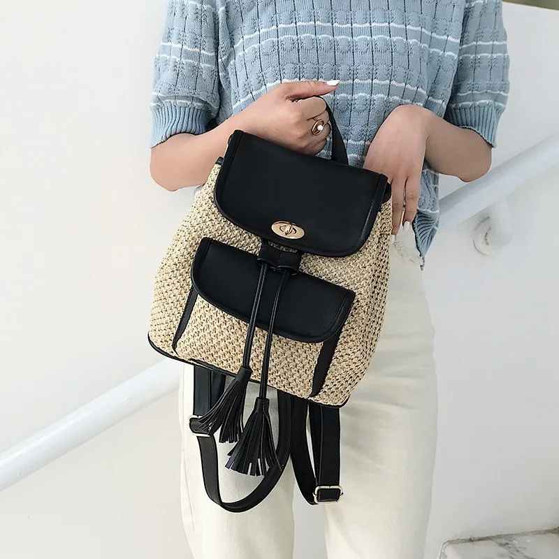 Женский рюкзак с соломинкой для девочек, Sac A Dos, Летний Пляжный Рюкзак, женский рюкзак Mochilas, рюкзаки для девочек, повседневный рюкзак для женщин
