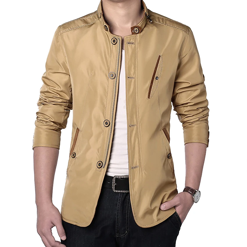 Мужская Длинная ветровка Mountainskin деловая приталенная куртка с воротником стойкой