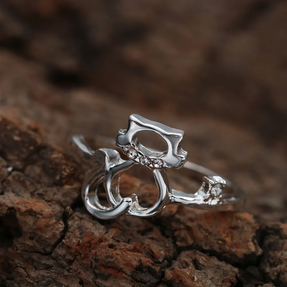 Женское Винтажное кольцо QIAMNI вечерние кольца в стиле бохо с котятами и фианитами