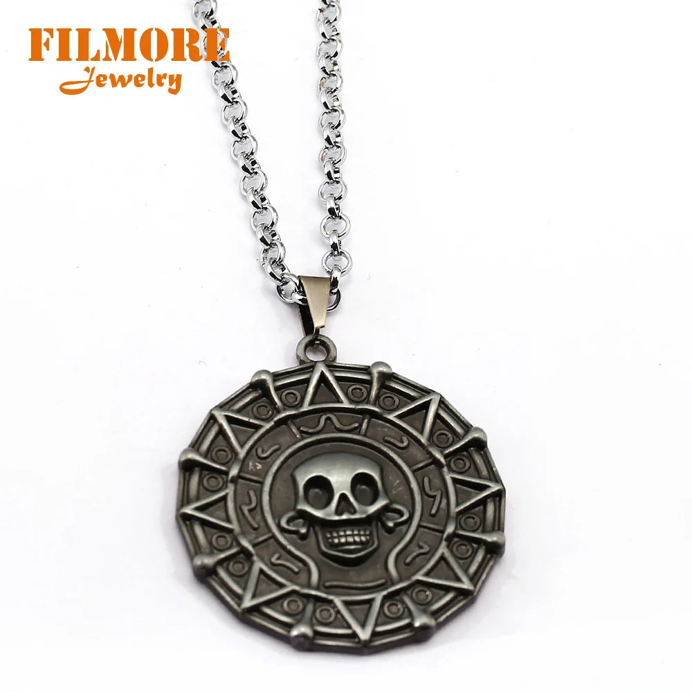 Ацтекская Золотая монета ожерелье с изображением пиратов Карибского моря