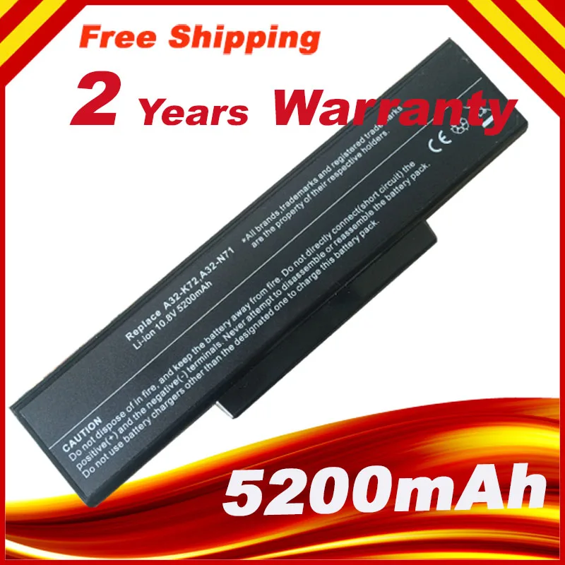 Новый 5200 мАч 6cell Аккумулятор для ноутбука ASUS N73V X77 X77J X77V K73J K73S N71 N71J N71V N71YI N73 N73F N73G N73J