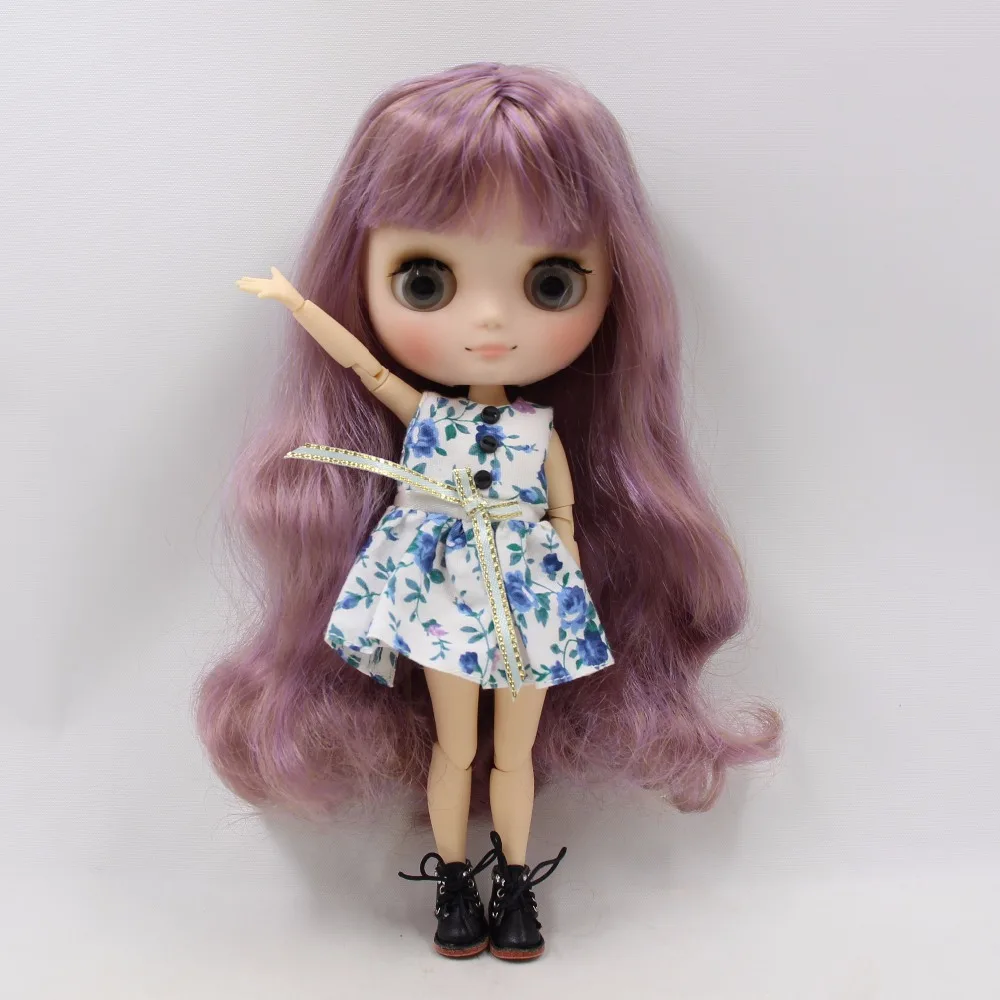 Blyth Middie кукла фиолетовая микс коричневый волос шарнир Кукла матовое лицо 1/8