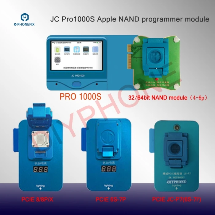 JC pro1000S NAND Программист для iPhone 5S 6 6S 7 8 Plus X XR XSmax, набор инструментов для ремонта ошибок, набор инструментов для обновления памяти