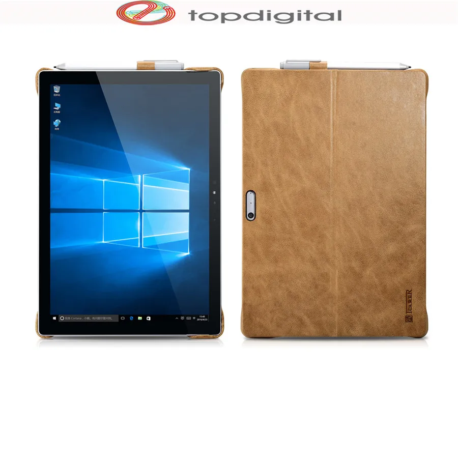 Brown Icarer чехол для планшета для microsoft Surface Pro 4 5 6 задняя крышка Чехлы подставка из натуральной кожи защитный чехол с держателем карандаша - Цвет: Brown