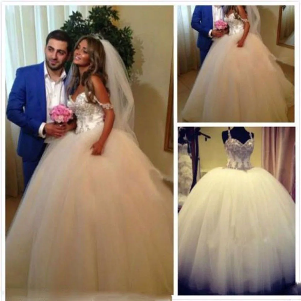 Robe de mariage свадебное платье 2018 Свадебные платья с открытыми плечами Кристаллы