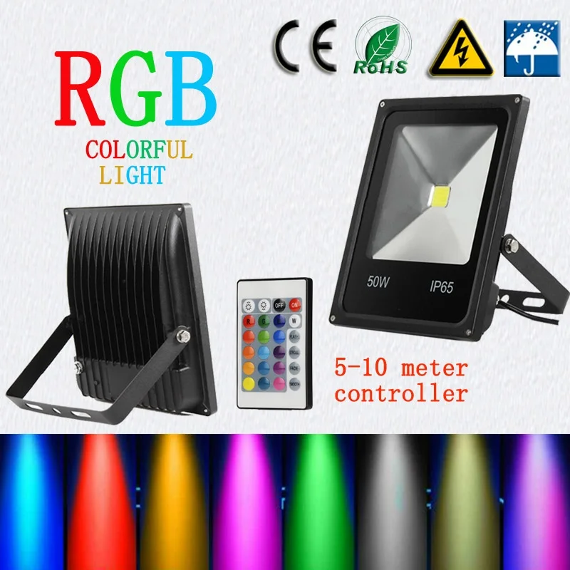 RGB 10W 20W 30W 50W 100w 150w 200w COB светодиодный садовый светильник поисковый фонарь светодиодный прожектор светильник светодиодный уличный светильник прожектор заливающего света - Испускаемый цвет: RGB