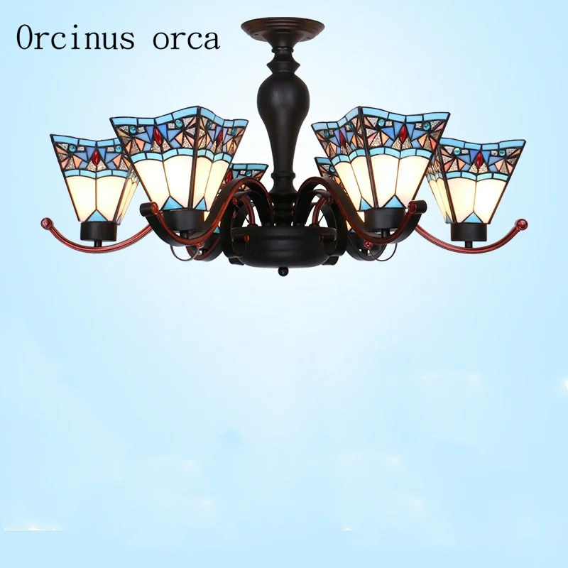 Mediterranean style high-grade glass chandelier living room American countryside simple modern Chandelier free shipping | Освещение