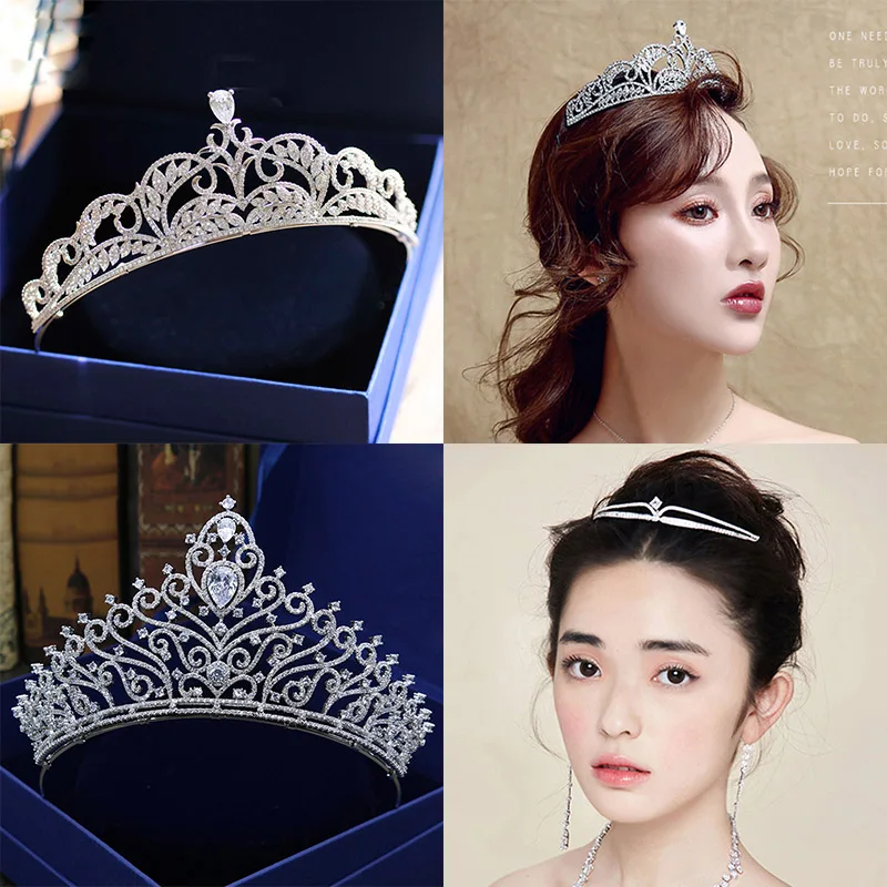 Женская свадебная корона Diademe диадема из фианита с фианитом стразы
