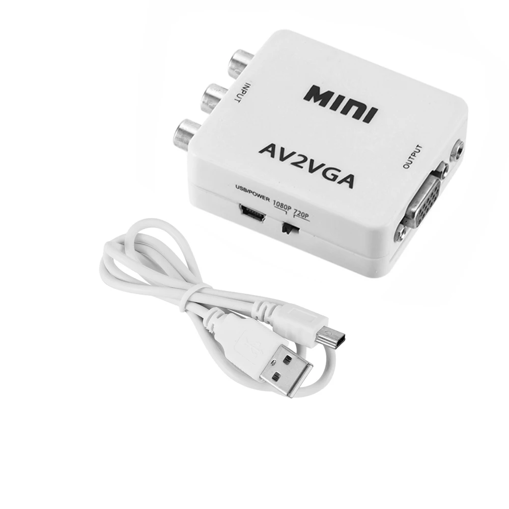 Мини-видеоконвертер 1080P RCA AV в VGA аудиоконвертер 3 5 мм AV2VGA/CVBS + преобразователь