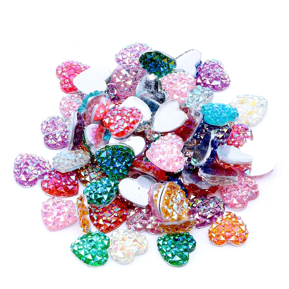 40/200pcs 12mm Heart Shape Flatback Resin Rhinestones Without hole Crocodile Skin Texture Beads Gems DIY Scrapbooking Decoration | Украшения