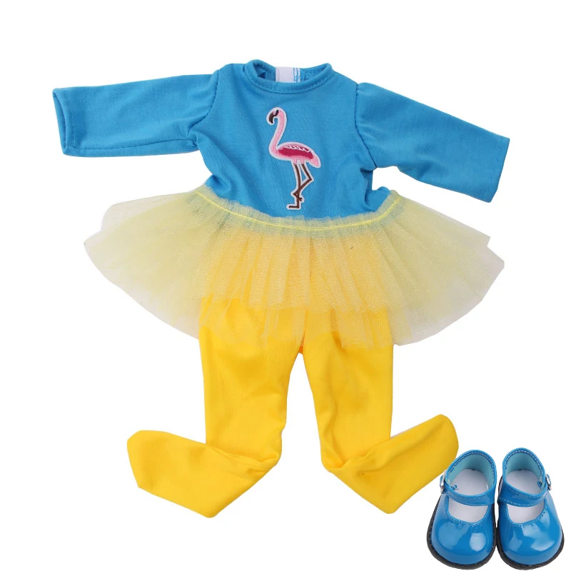 18 inch Girls doll dress Birthday suit Christmas suit with shoes American born clothes Baby toys fit 43 cm baby dolls c646