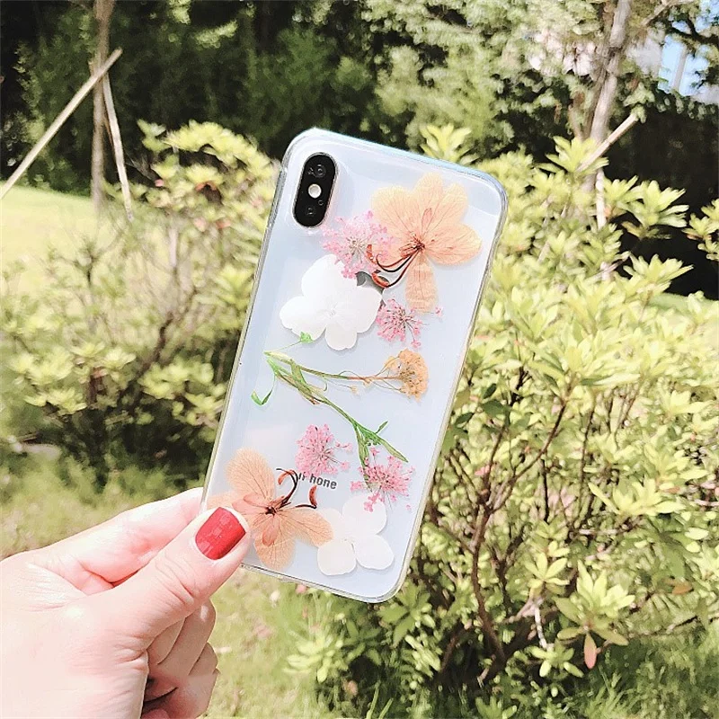 Настоящие гербарий для iPhone X XR XS Max 8 8 Plus 7 7 Plus 6 6S 6S Plus чехол Чехол задняя оболочка бампер Ins модный защитный ковер