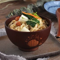 1pc japanese style wooden bowl cartoon totoro bowl soup salad rice noodle bowls natural jujube kids original wood bowl tableware