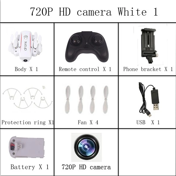 720P camera white 1 Радиоуправляемый Дрон с 720p HD камерой в реальном времени с большим радиусом действия Радиоуправляемый вертолет X01HW мини складной wifi FPV Квадрокоптер для начинающих - Цвет: 720P camera white 1