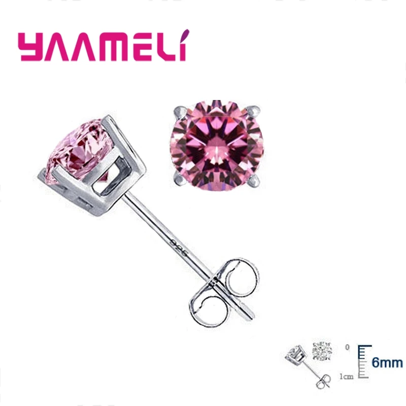Серьги-гвоздики из серебра 925 пробы с фианитами | Украшения и аксессуары