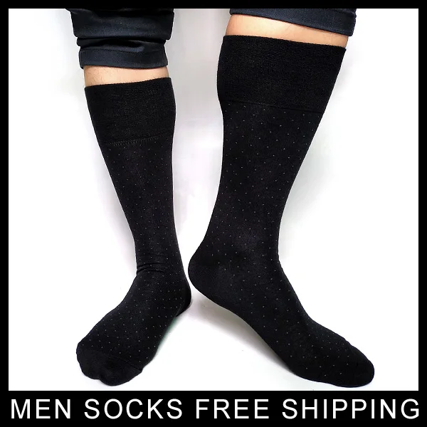 Высококачественные черные мужские носки с узором в горошек хлопковые