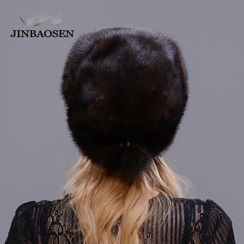 JINBAOSEN русская зимняя замшевая шляпа с роскошной модной черной толстой теплой высококачественной шляпой Рождественская меховая шапка женская меховая шапка