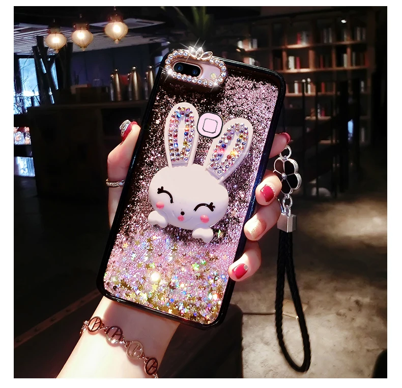 Diamond чехол-Кролик для OPPO F9 Pro Cover Liquid мобильный чехол для телефона s для OPPO A73 A77 A79 A83 A9 F3 F5 F7 кронштейн, чехол для телефона