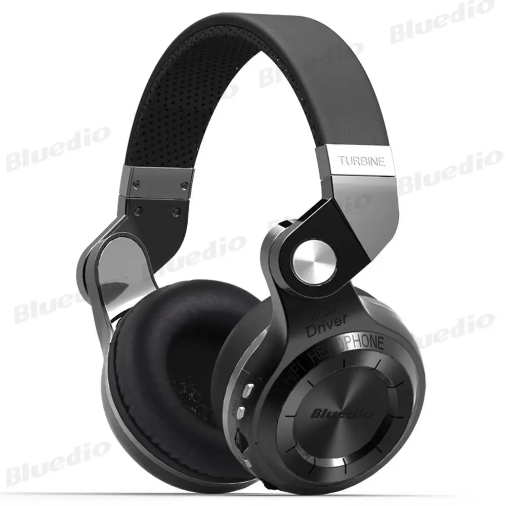 Bluedio T2+ Беспроводной Bluetooth Наушники Hi-Fi стерео гарнитура с микрофоном для мобильных телефонов и Муси - Цвет: Черный