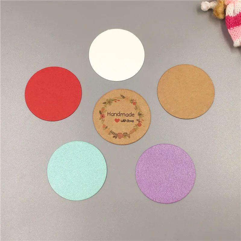 200Pcs/Lot Handcraft Colorful Round Shaped Hanging Kraft Paper Tags For Dress Costume Garment Recyclable Price Label Note | Дом и сад