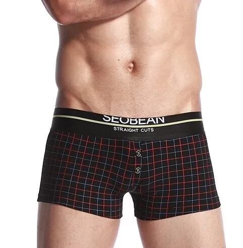 black SEOBEAN, мужское нижнее белье, neopreno hombre, клетчатые боксеры, Короткие Стрейчевые ondergoed mannen, сексуальные u-образные боксерские трусы, Мужской бандаж, нижнее белье - Цвет: black