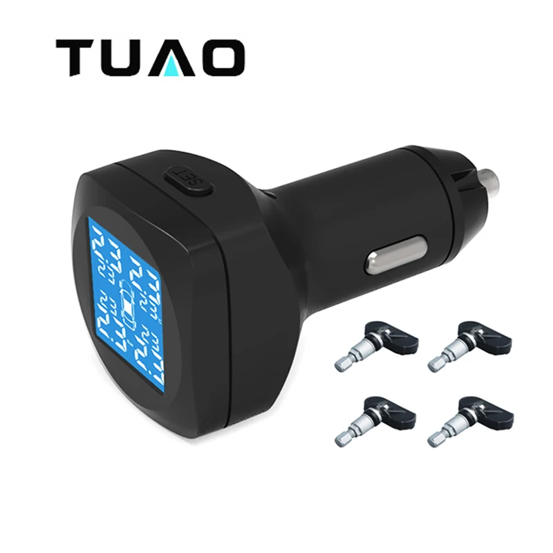 TUAO C1i умный автомобильный TPMS система контроля давления в шинах прикуриватель ЖК